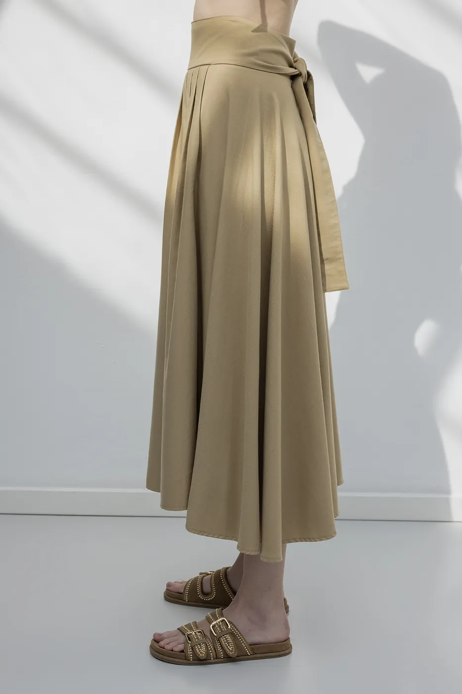 Bayan Camel %100 Tencel Pile  Detaylı  Midi Etek