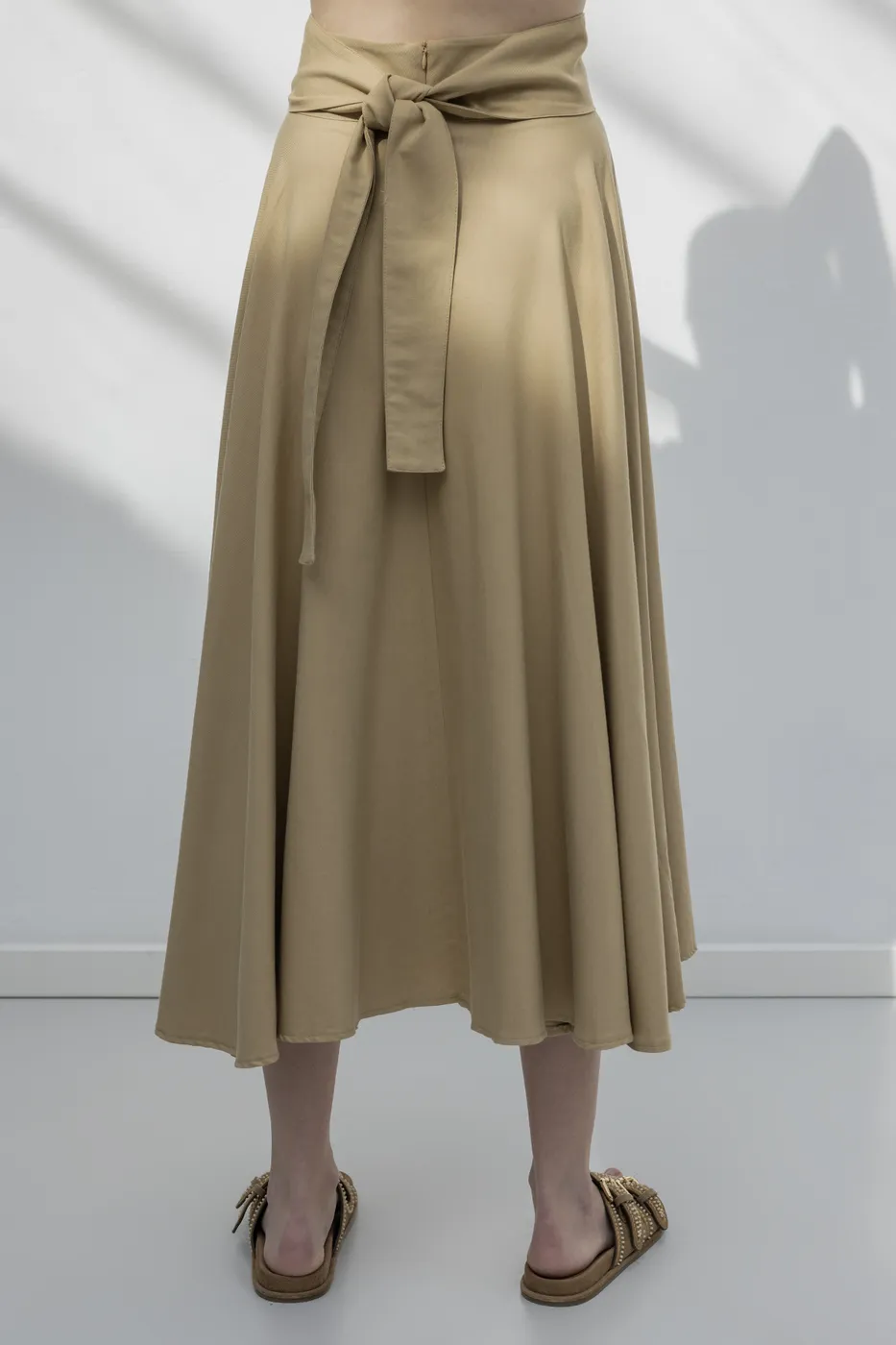 Bayan Camel %100 Tencel Pile  Detaylı  Midi Etek