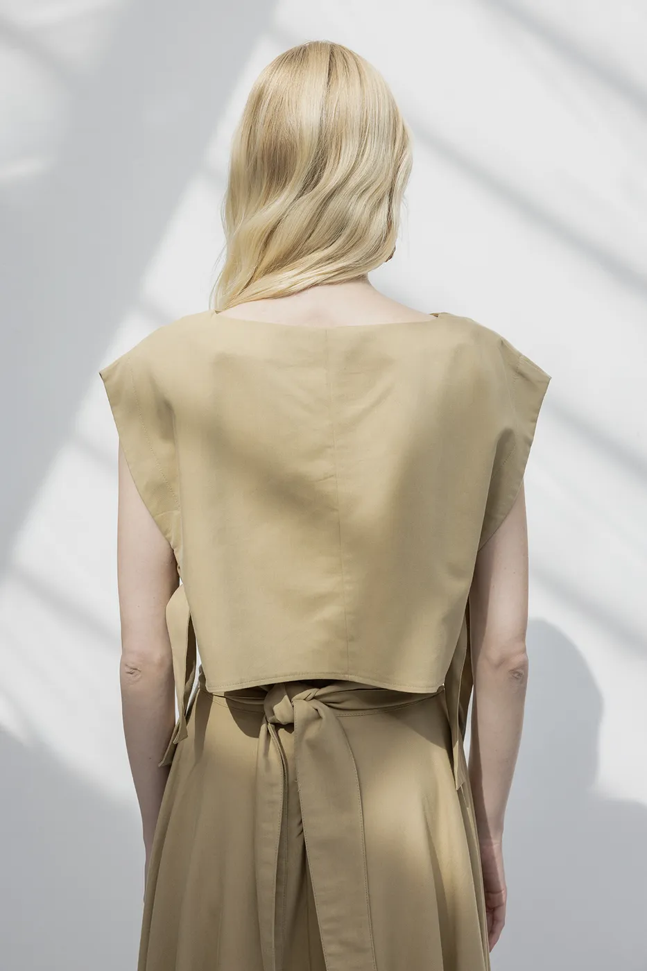 Bayan Camel %100 Tencel Yan Bağlama Detaylı  Bluz