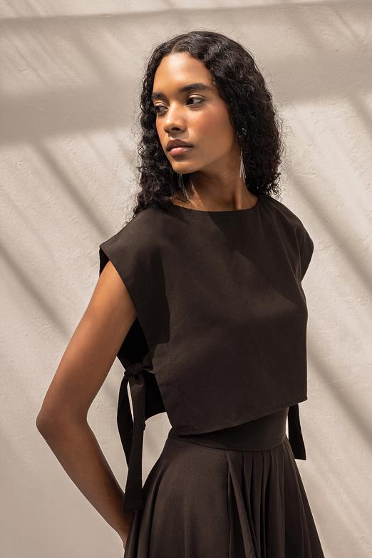 Bayan  %100 Tencel Yan Bağlama Detaylı  Bluz