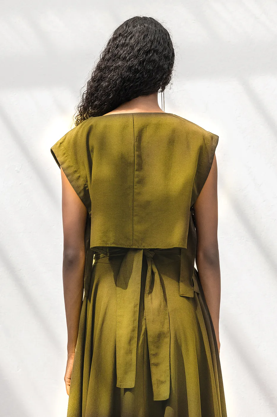 Bayan Yeşil %100 Tencel Yan Bağlama Detaylı  Bluz