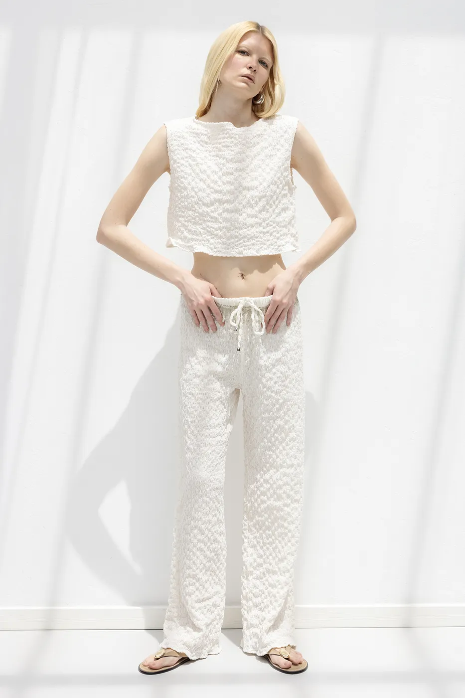 Bayan Taş Dokulu Bol Pantolon