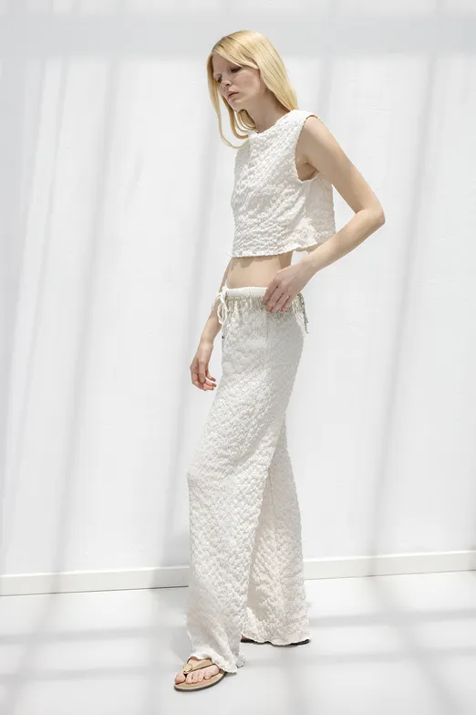 Bayan Taş Dokulu Bol Pantolon - BSL