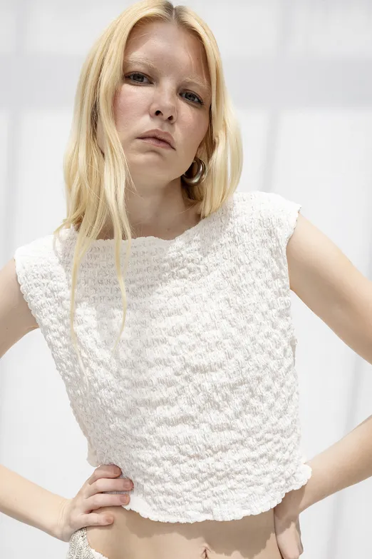 Bayan Taş Dokulu Kolsuz Bluz - BSL