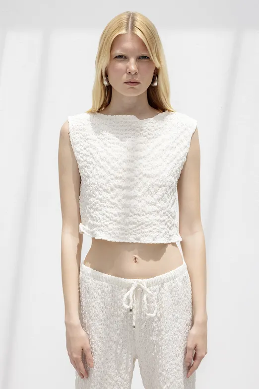 Bayan Taş Dokulu Kolsuz Bluz - BSL