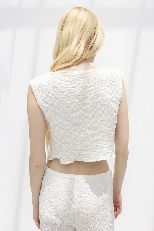 Bayan Taş Dokulu Kolsuz Bluz - BSL