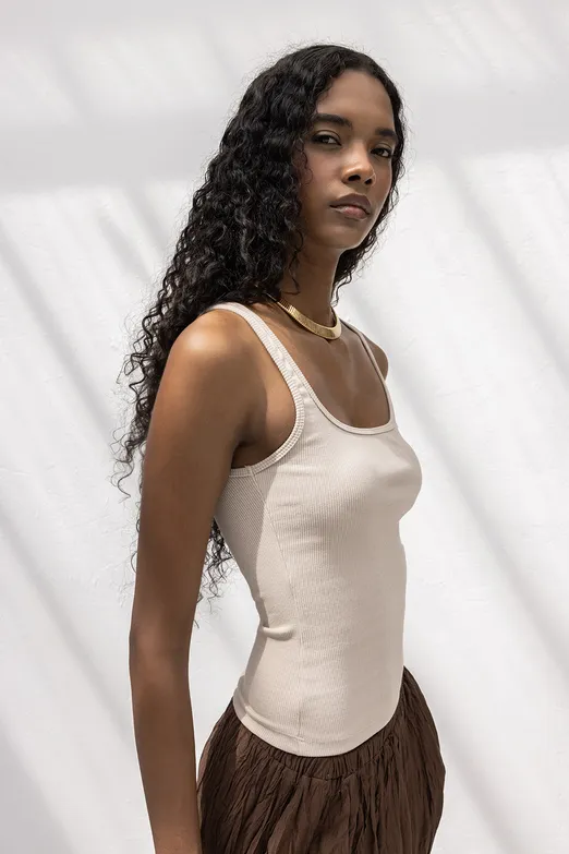 Bayan Bej Kare Yaka Atlet Top - BSL