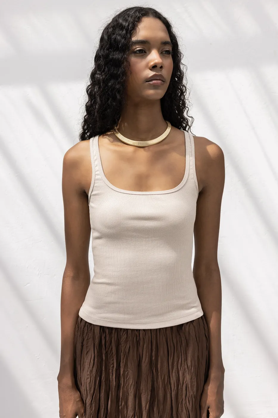 Bayan Bej Kare Yaka Atlet Top