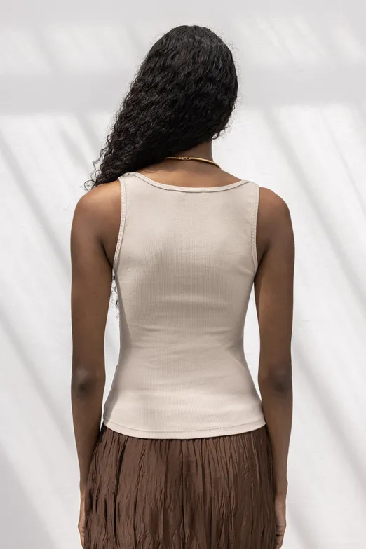 Bayan Bej Kare Yaka Atlet Top - BSL