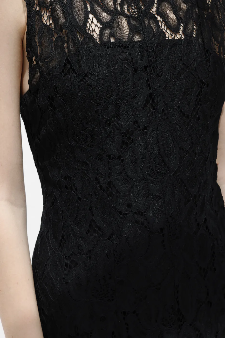 Bayan Siyah Dantel Maksi Elbise