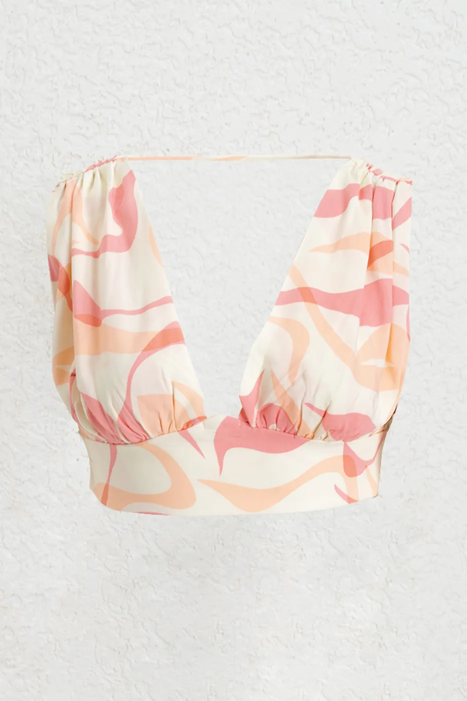 Bayan Ekru Keten Karışımlı  Derin Yaka Detaylı Bustiyer