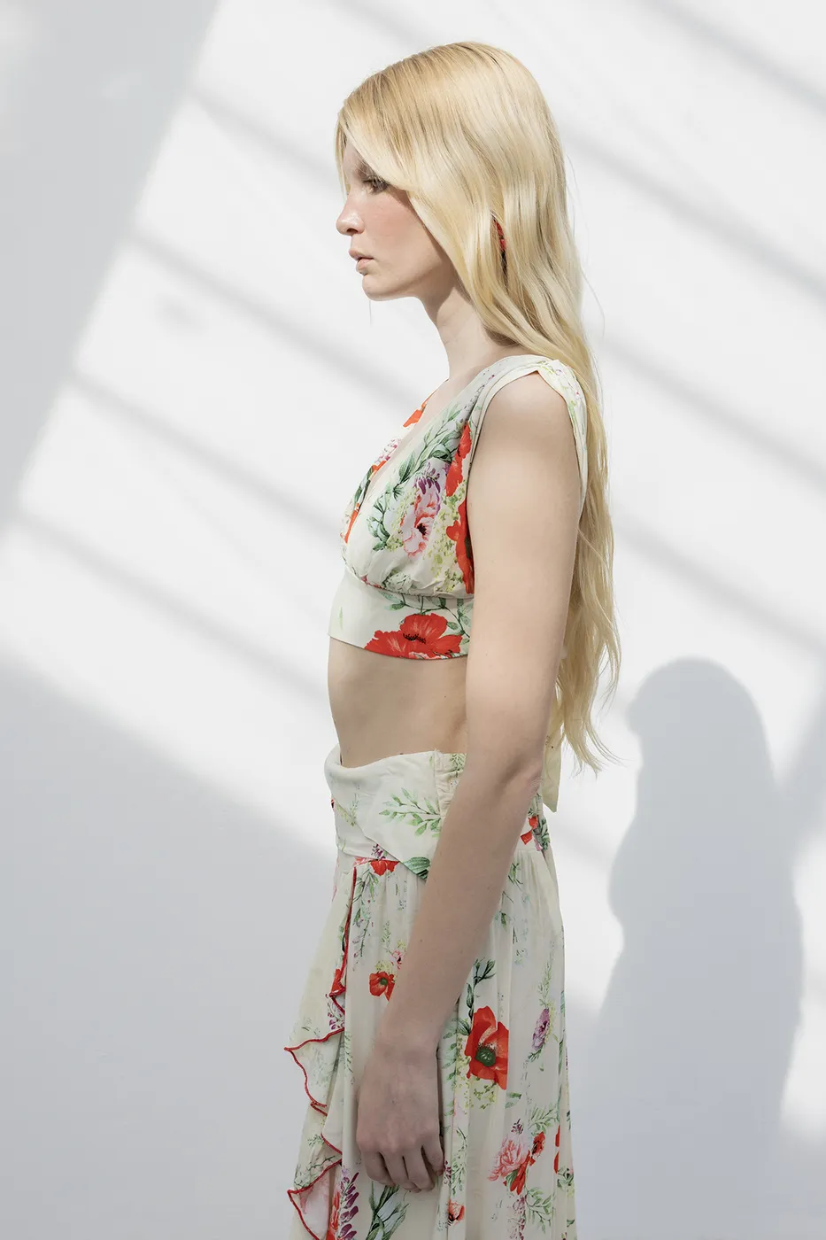 Bayan Ekru Keten Karışımlı  Derin Yaka Detaylı Bustiyer