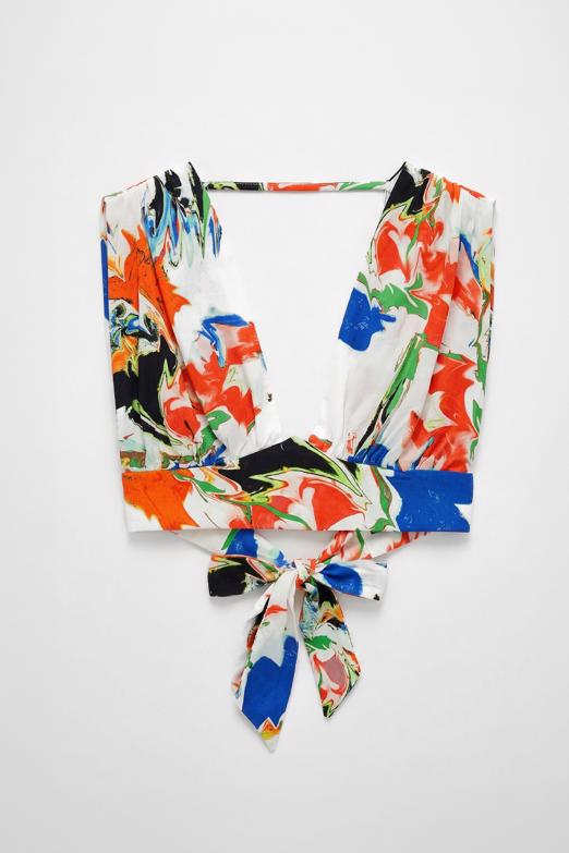 Keten Karışımlı Derin Yaka Detaylı Büstiyer