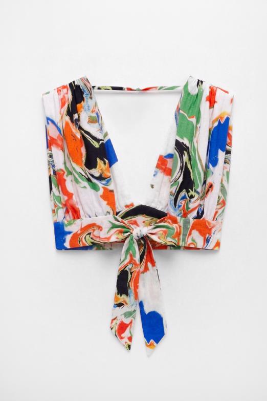 Keten Karışımlı Derin Yaka Detaylı Büstiyer