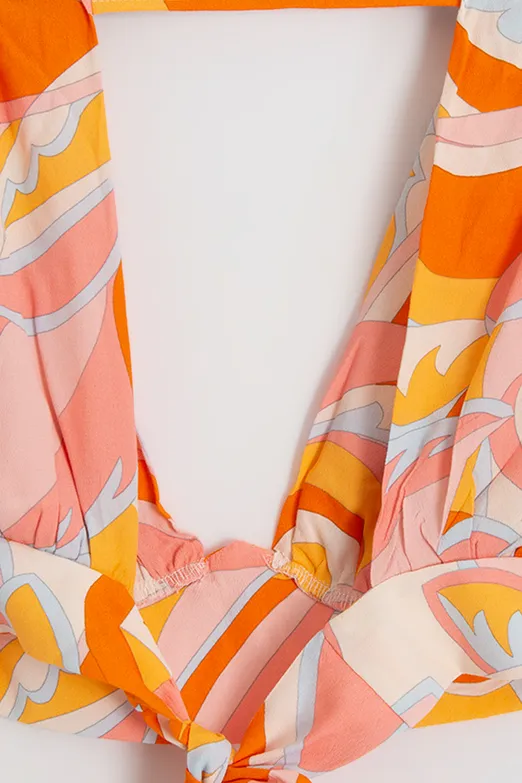 Bayan Oranj Keten Karışımlı Derin Yaka Detaylı Büstiyer - BSL