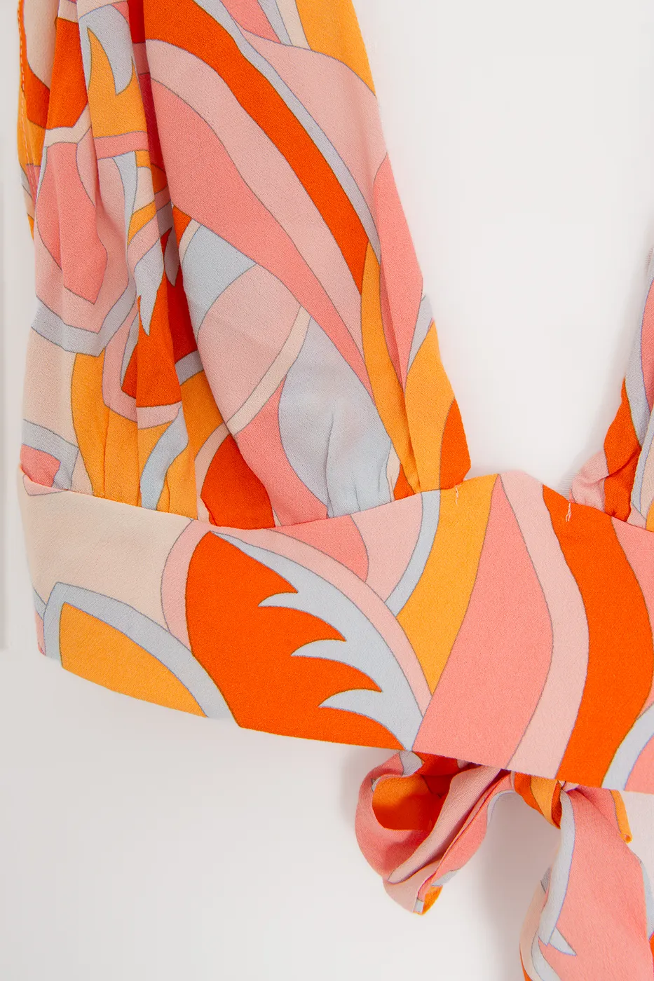 Bayan Oranj Keten Karışımlı Derin Yaka Detaylı Büstiyer