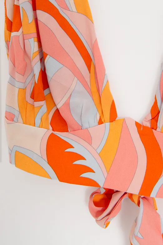 Bayan Oranj Keten Karışımlı Derin Yaka Detaylı Büstiyer - BSL