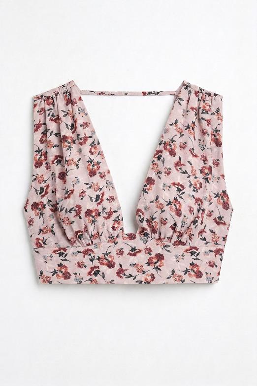 Keten Karışımlı Derin Yaka Detaylı Büstiyer