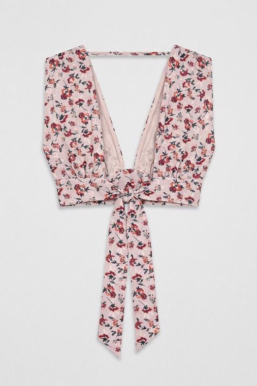 Keten Karışımlı Derin Yaka Detaylı Büstiyer