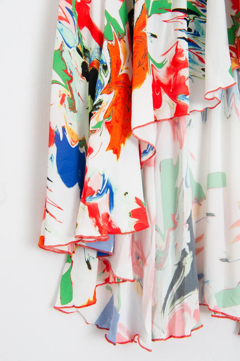 Bayan Multı Keten Karışımlı Fırfırlı Asimetrik Midi Etek