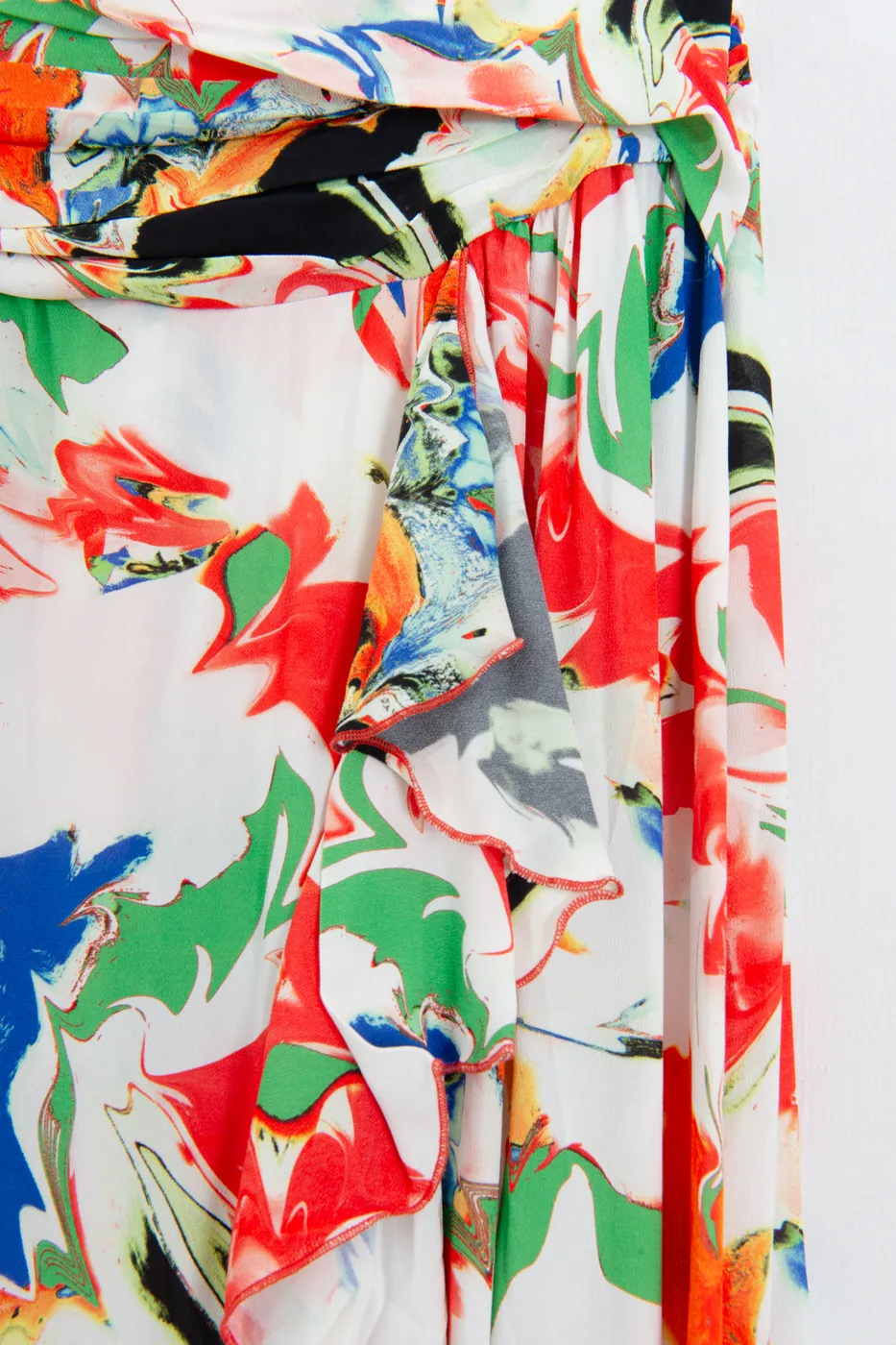 Bayan Multı Keten Karışımlı Fırfırlı Asimetrik Midi Etek