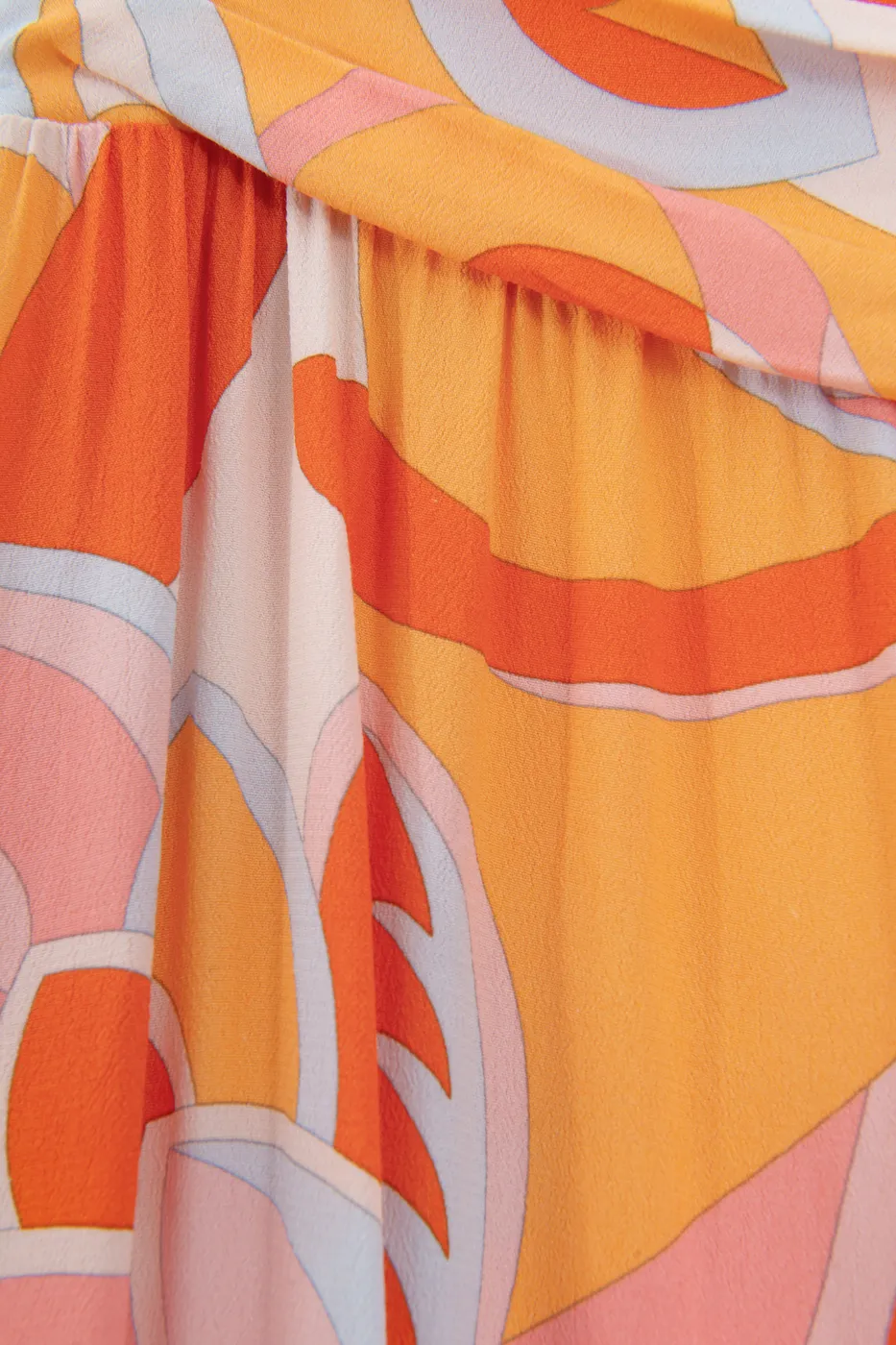 Bayan Oranj Keten Karışımlı Fırfırlı Asimetrik Midi Etek