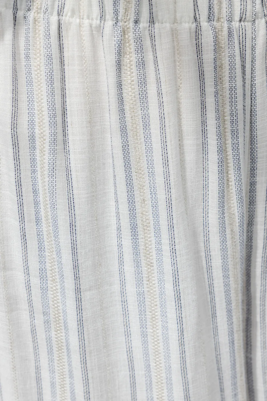 Bayan Ekru Keten Karışımlı Bol Pantolon