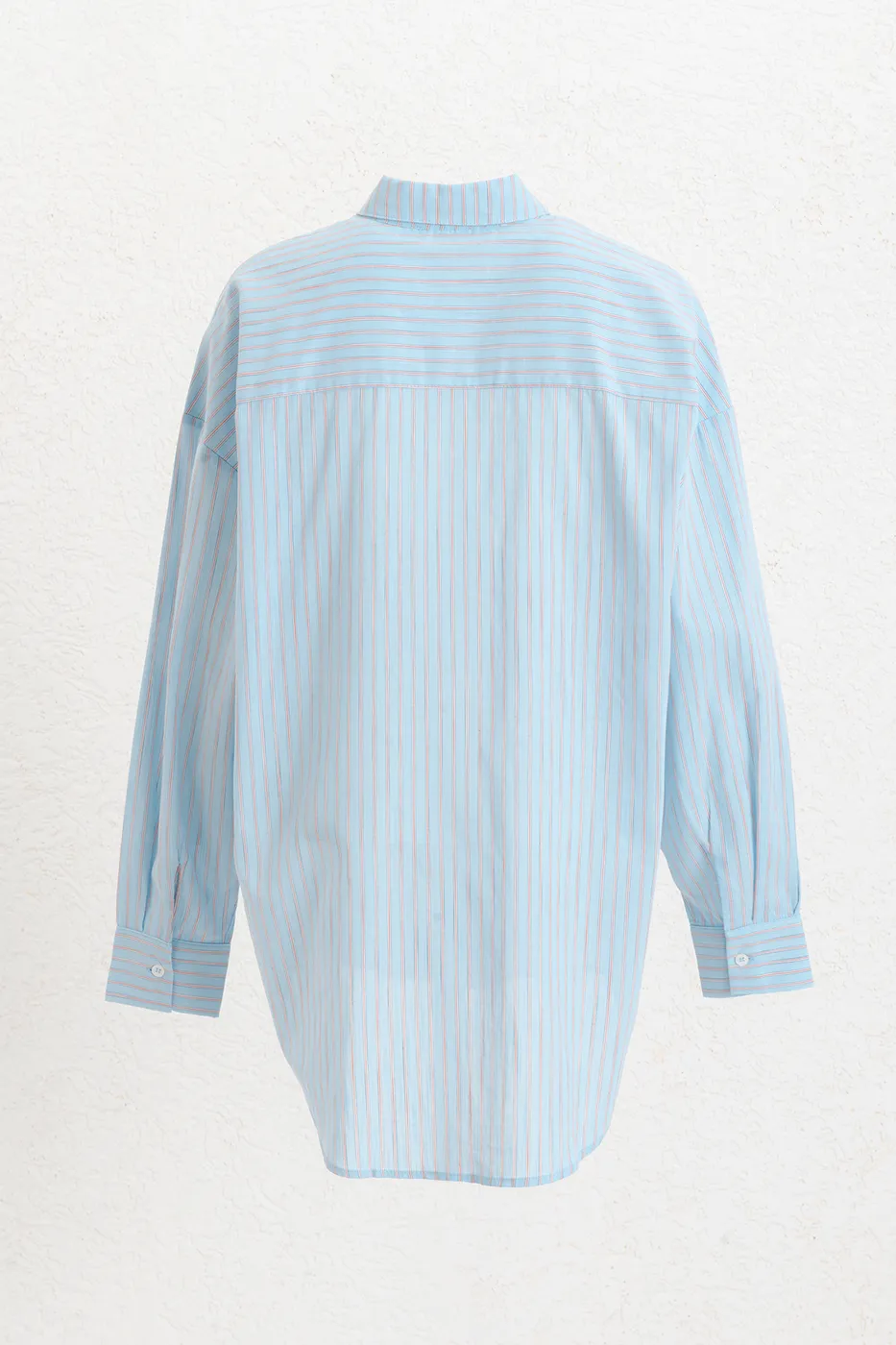 Bayan Mavi Çizgili Oversize Gömlek