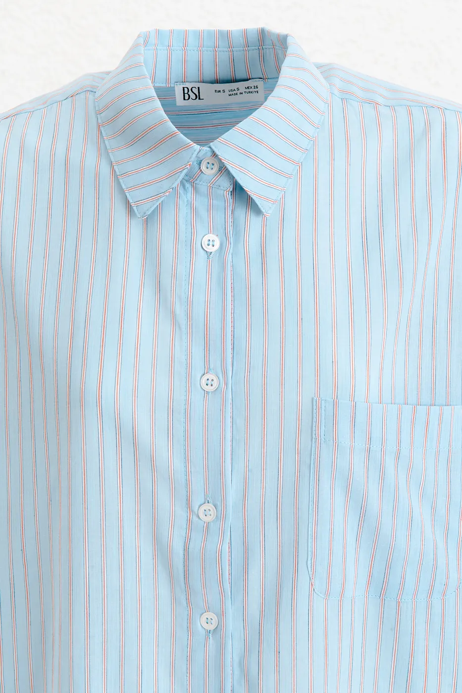 Bayan Mavi Çizgili Oversize Gömlek