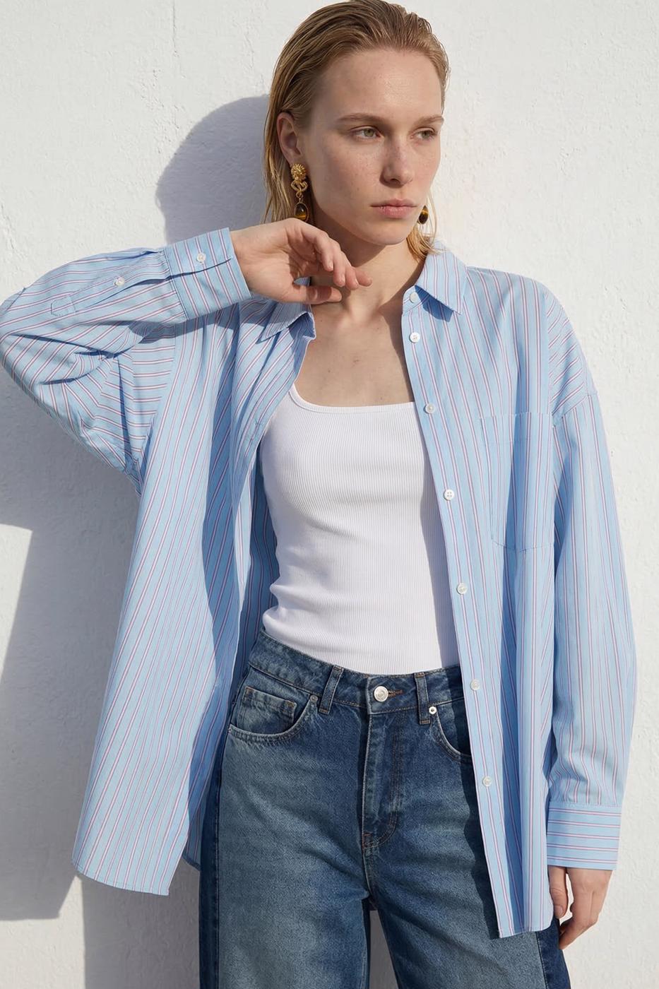 Çizgili Oversize Gömlek · 4