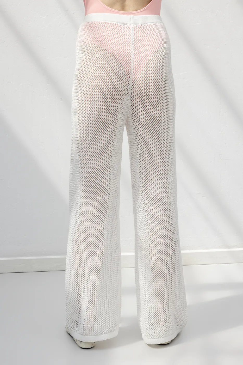 Bayan Beyaz File Örgü Pantolon