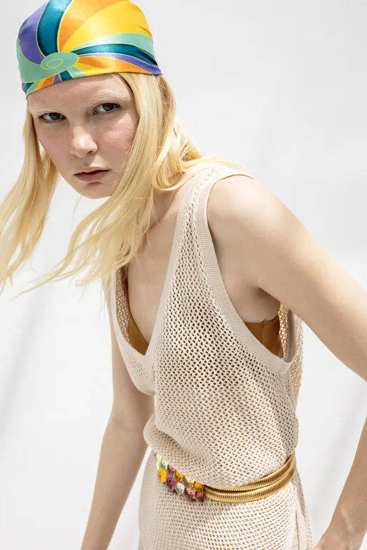 Bayan Bej File Örgü Bluz - BSL