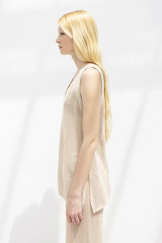 Bayan Bej File Örgü Bluz - BSL