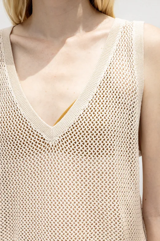 Bayan Bej File Örgü Bluz - BSL