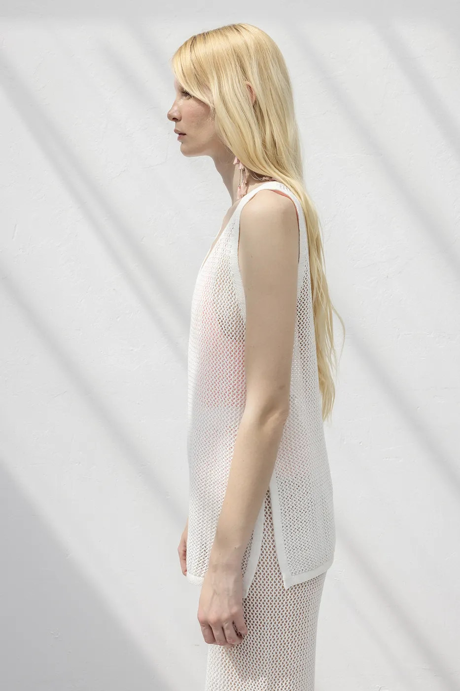 Bayan Beyaz File Örgü Bluz