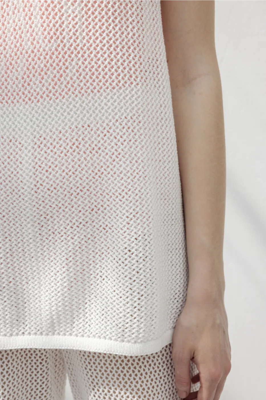 Bayan Beyaz File Örgü Bluz