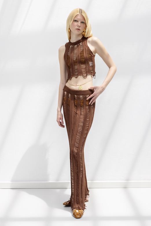 Bayan  Örme File Maksi Plaj Eteği