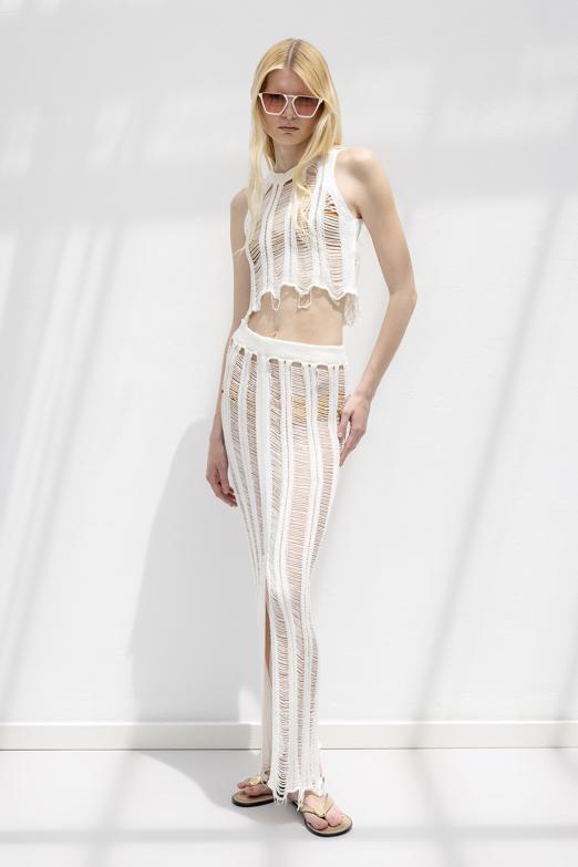 Bayan  Örme File Maksi Plaj Eteği