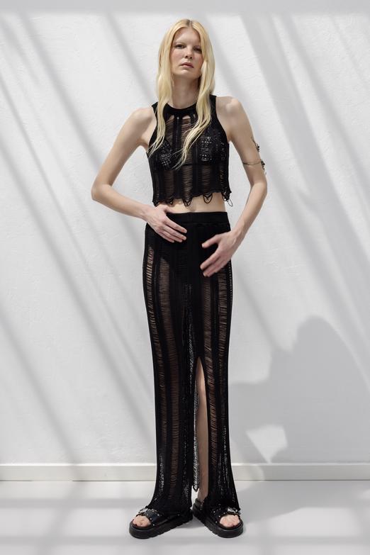 Bayan  Örme File Maksi Plaj Eteği