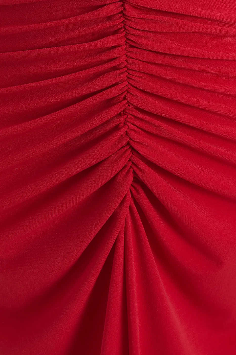 Bayan Kırmızı Derin V Yakalı Drapeli Elbise