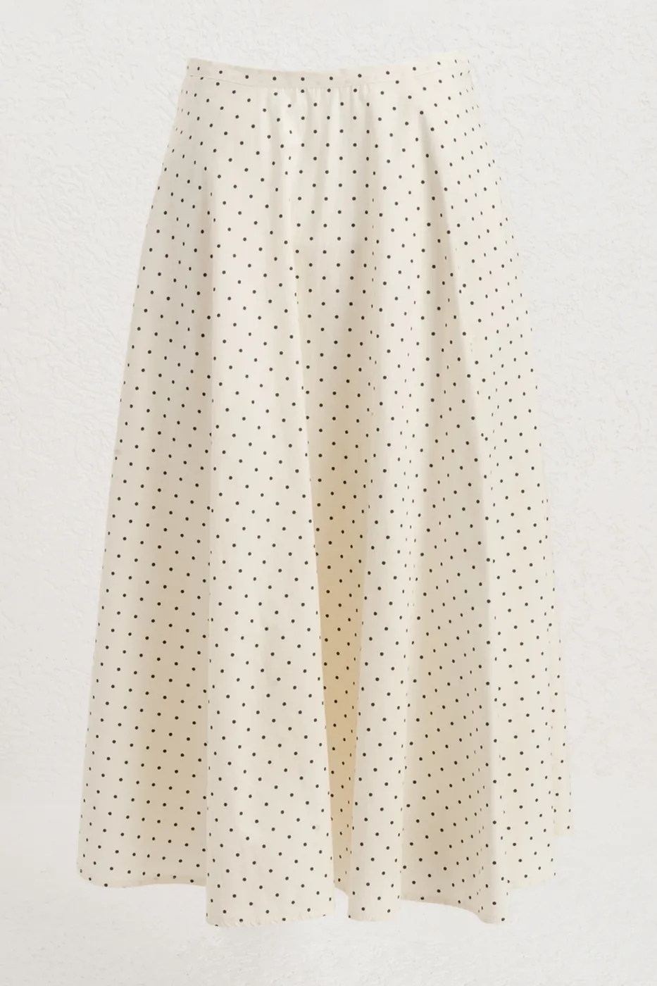 Bayan Krem Puantiyeli Midi Kloş Etek