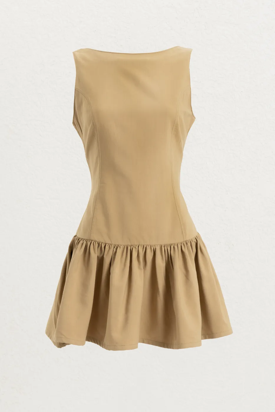 Bayan Camel %100 Tencel Fırfırlı Mini Elbise