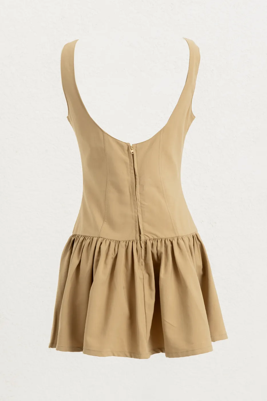 Bayan Camel %100 Tencel Fırfırlı Mini Elbise