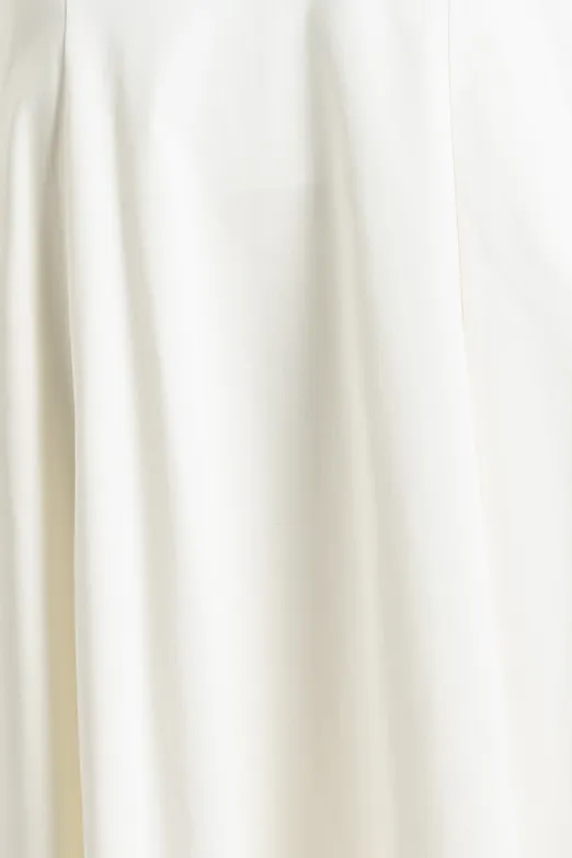 Bayan Beyaz Cep Detaylı Midi Kloş Etek - BSL