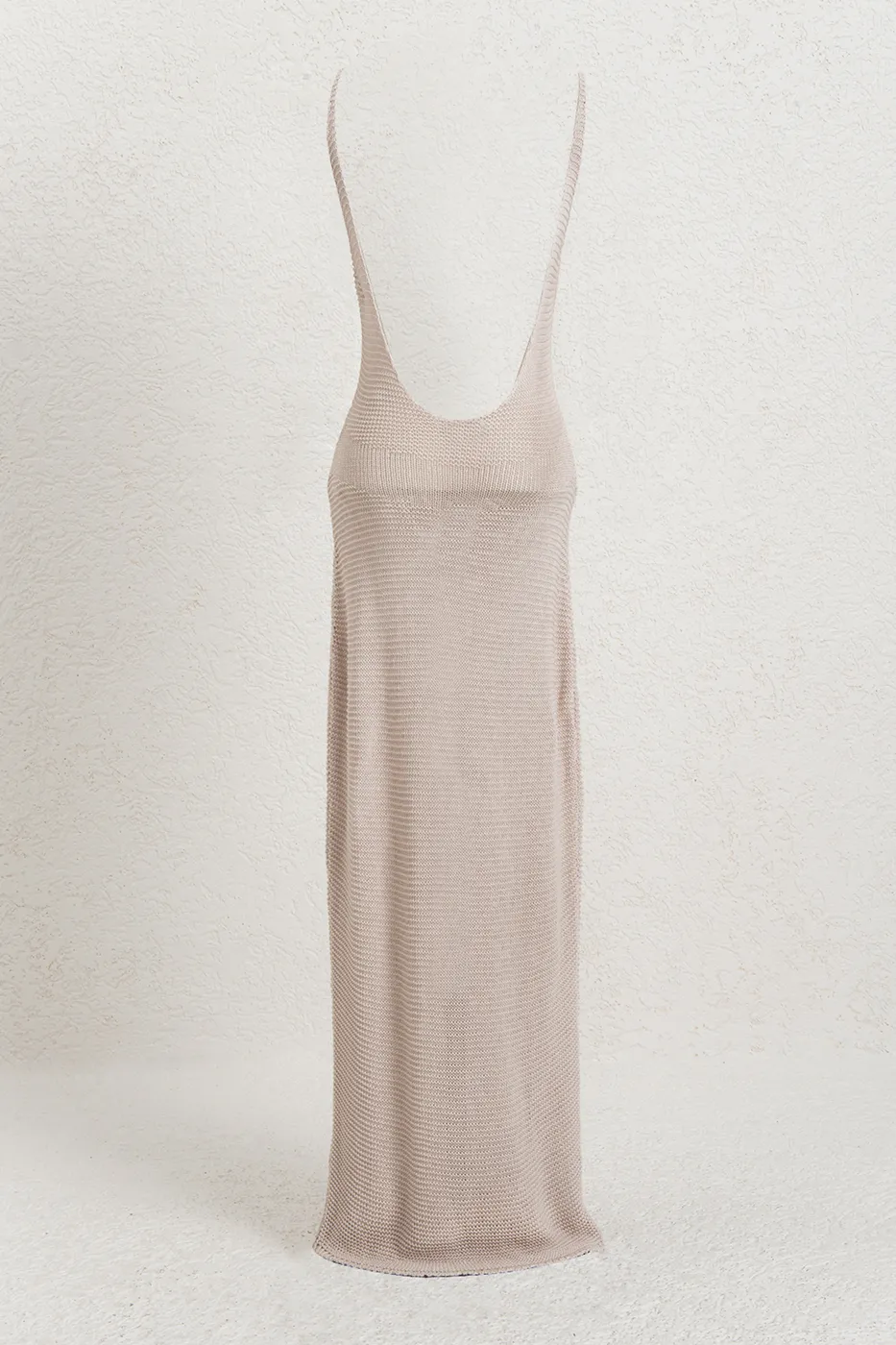 Bayan Taş Askılı  Örme Midi Elbise