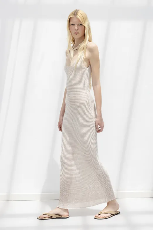 Bayan Taş Askılı  Örme Midi Elbise - BSL