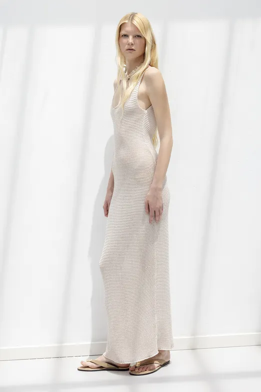 Bayan Taş Askılı  Örme Midi Elbise - BSL