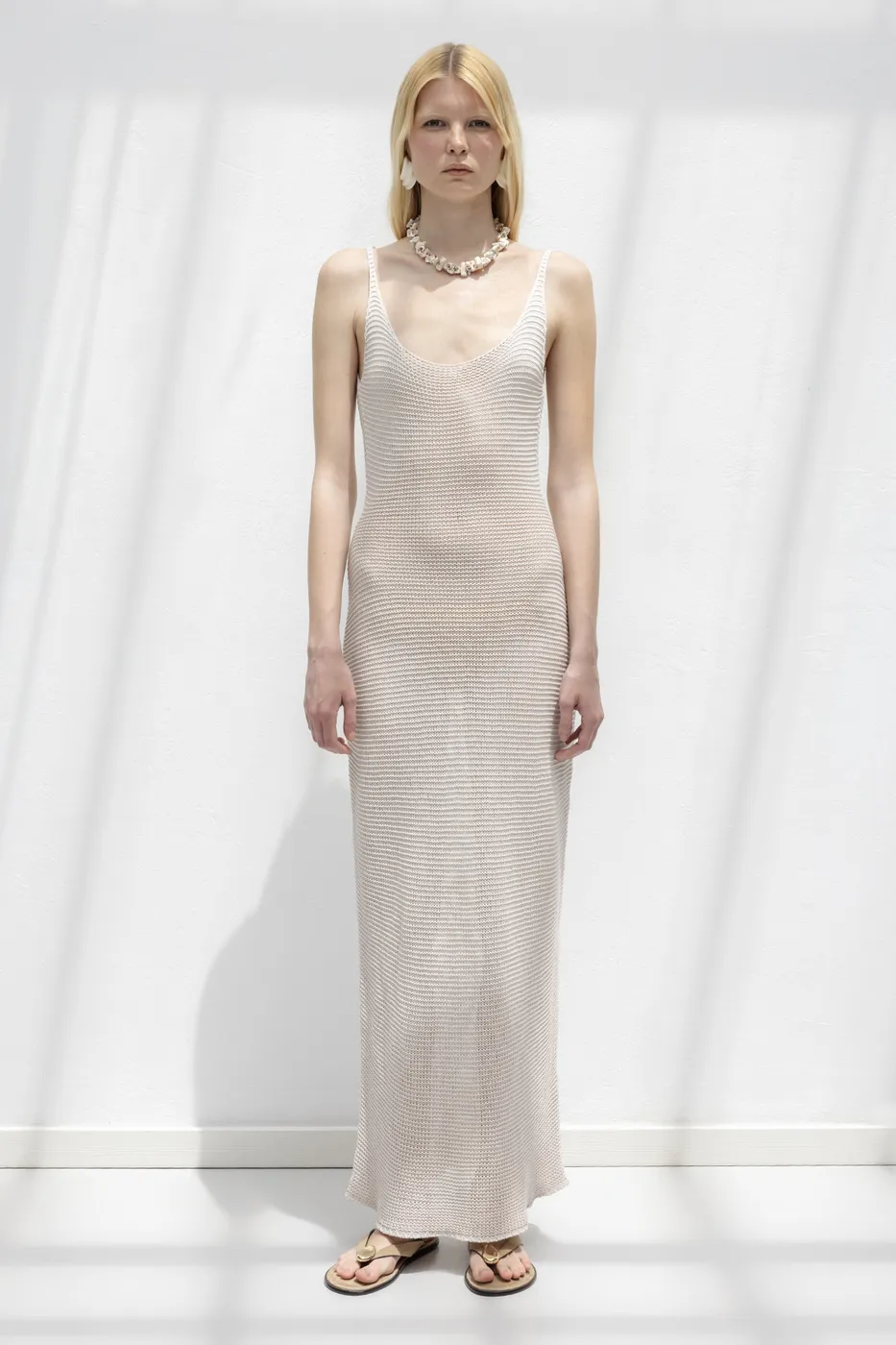 Bayan Taş Askılı  Örme Midi Elbise