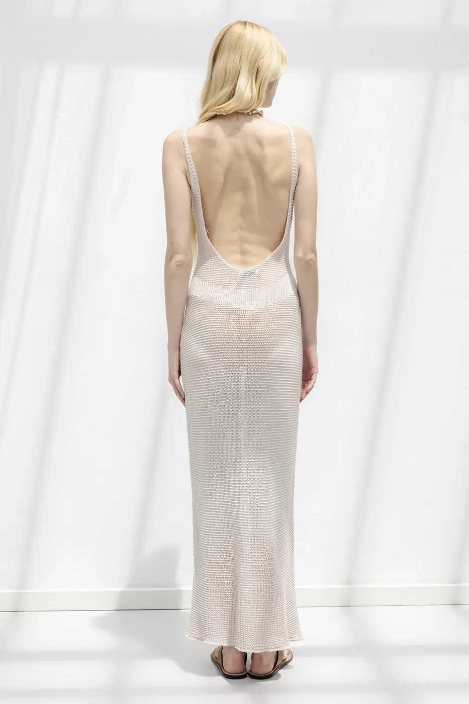 Bayan Taş Askılı  Örme Midi Elbise