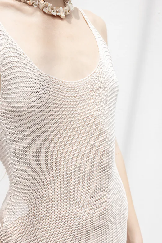 Bayan Taş Askılı  Örme Midi Elbise - BSL